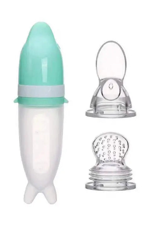2-in-1 Baby Spoon & Fruit Feeder – 100% Food Grade Silicone Feeding Set